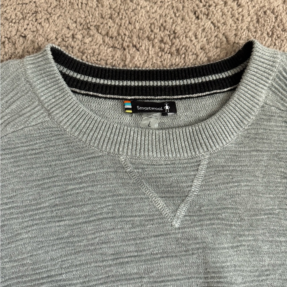 NWOT Mens Merino Wool Smartwool Light Gray Crewneck Sweater - Large - Picture 5 of 5